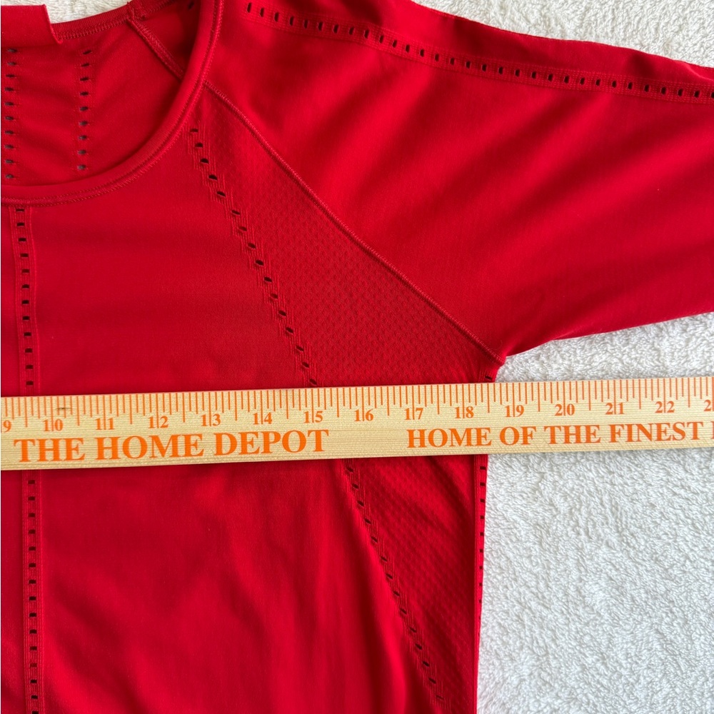 Athleta Red Athleisure Size L Long Sleeve Perforated Detail Lightweight Top - Picture 15 of 16
